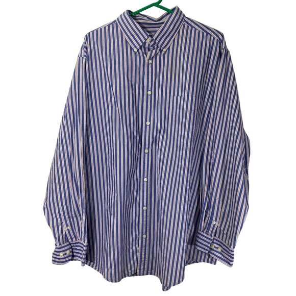 Cherokee Mens Shirt Size XXL Long Sleeve Stripe Button Down Blue White Casual - Picture 1 of 8